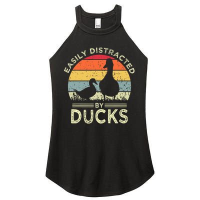 Easily Distracted By Ducks Funny Vintage Duck Lover Women's Perfect Tri Rocker Tank