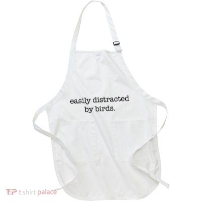 Easily Distracted By Birds Minimalist Birdwatching Birder Full-Length Apron With Pockets