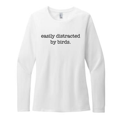 Easily Distracted By Birds Minimalist Birdwatching Birder Womens CVC Long Sleeve Shirt