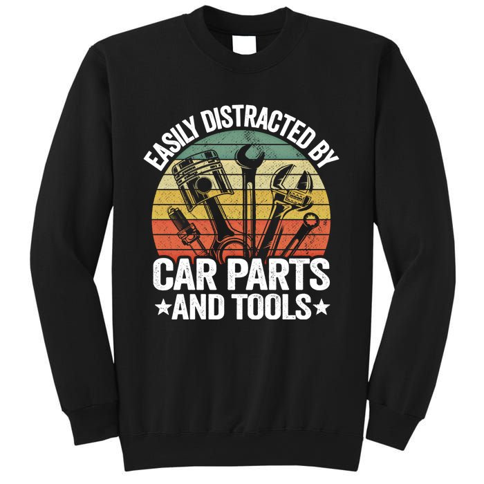 Easily Distracted By Car Parts And Tools Race Funny Mechanic Funny Gift Sweatshirt