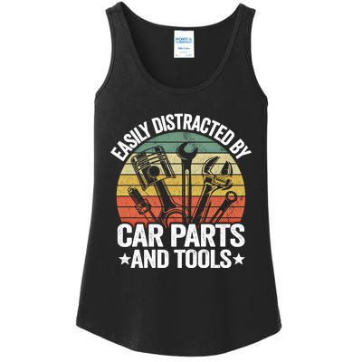 Easily Distracted By Car Parts And Tools Race Funny Mechanic Funny Gift Ladies Essential Tank