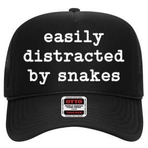 Easily Distracted By Snakes Men Women Reptiles Snakes Lover High Crown Mesh Back Trucker Hat