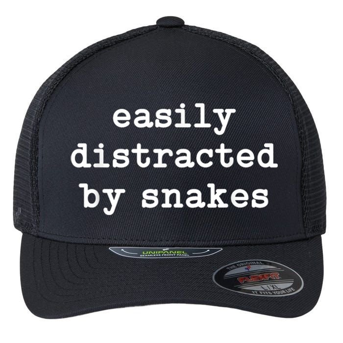 Easily Distracted By Snakes Men Women Reptiles Snakes Lover Flexfit Unipanel Trucker Cap