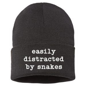 Easily Distracted By Snakes Men Women Reptiles Snakes Lover Sustainable Knit Beanie