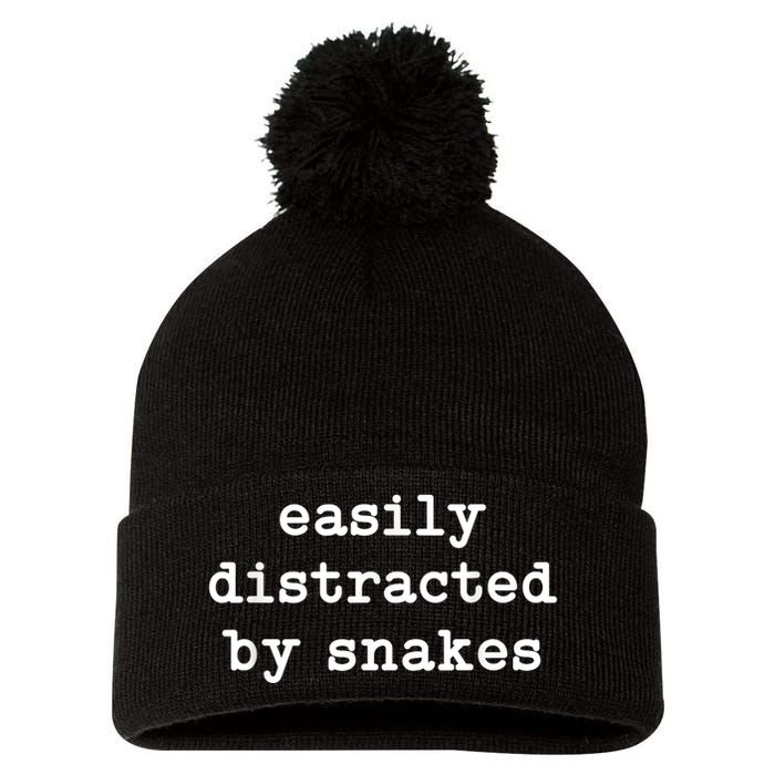 Easily Distracted By Snakes Men Women Reptiles Snakes Lover Pom Pom 12in Knit Beanie