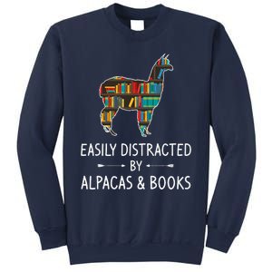 Easily Distracted By Alpacas & Books Lover Gift Vicuna Llama Sweatshirt