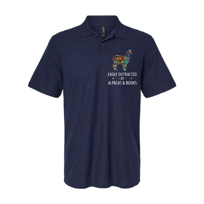 Easily Distracted By Alpacas & Books Lover Gift Vicuna Llama Softstyle Adult Sport Polo