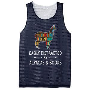 Easily Distracted By Alpacas & Books Lover Gift Vicuna Llama Mesh Reversible Basketball Jersey Tank