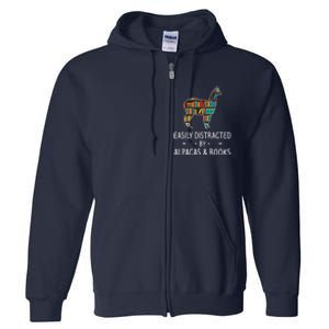 Easily Distracted By Alpacas & Books Lover Gift Vicuna Llama Full Zip Hoodie