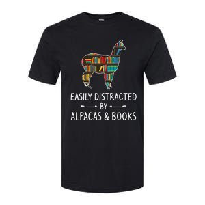 Easily Distracted By Alpacas & Books Lover Gift Vicuna Llama Softstyle CVC T-Shirt