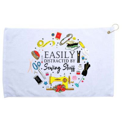 Easily Distracted By Sewing Stuff Funny Sewing Grommeted Golf Towel