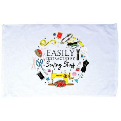 Easily Distracted By Sewing Stuff Funny Sewing Microfiber Hand Towel