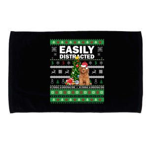 Easily Distracted By Poodle And Chirstmas Tree Merry Xmas Cute Gift Microfiber Hand Towel