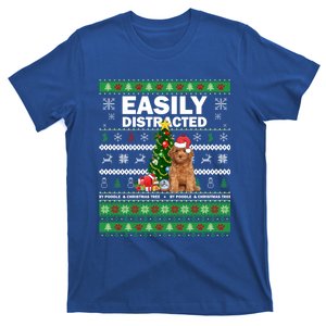 Easily Distracted By Poodle And Chirstmas Tree Merry Xmas Cute Gift T-Shirt