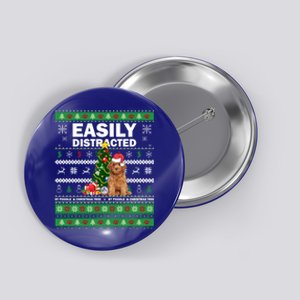 Easily Distracted By Poodle And Chirstmas Tree Merry Xmas Cute Gift Button