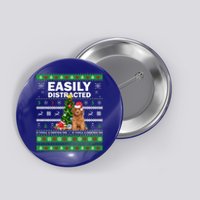 Easily Distracted By Poodle And Chirstmas Tree Merry Xmas Cute Gift Button