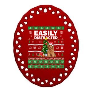 Easily Distracted By Poodle And Chirstmas Tree Merry Xmas Cute Gift Ceramic Oval Ornament