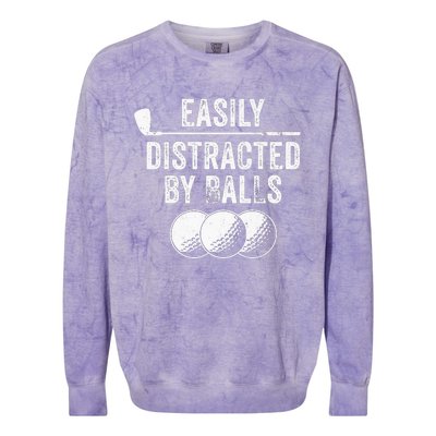 Easily Distracted by Balls Golf Ball Putt Vintage Colorblast Crewneck Sweatshirt