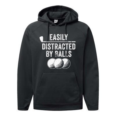 Easily Distracted by Balls Golf Ball Putt Vintage Performance Fleece Hoodie