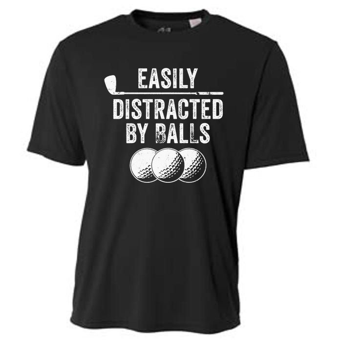 Easily Distracted by Balls Golf Ball Putt Vintage Cooling Performance Crew T-Shirt