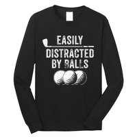 Easily Distracted by Balls Golf Ball Putt Vintage Long Sleeve Shirt