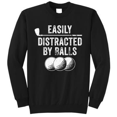 Easily Distracted by Balls Golf Ball Putt Vintage Sweatshirt