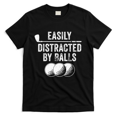 Easily Distracted by Balls Golf Ball Putt Vintage T-Shirt