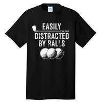 Easily Distracted by Balls Golf Ball Putt Vintage Tall T-Shirt