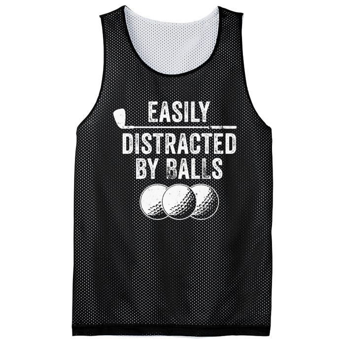 Easily Distracted by Balls Golf Ball Putt Vintage Mesh Reversible Basketball Jersey Tank