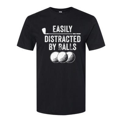 Easily Distracted by Balls Golf Ball Putt Vintage Softstyle CVC T-Shirt