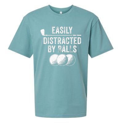 Easily Distracted by Balls Golf Ball Putt Vintage Sueded Cloud Jersey T-Shirt