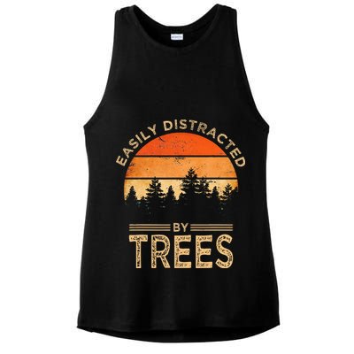 Easily Distracted By Trees Vintage Funny Tree Ladies PosiCharge Tri-Blend Wicking Tank