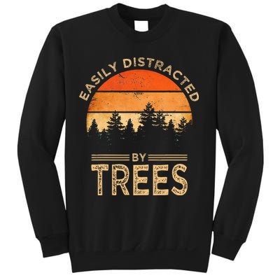 Easily Distracted By Trees Vintage Funny Tree Sweatshirt