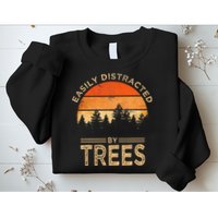 Easily Distracted By Trees Vintage Funny Tree Sweatshirt