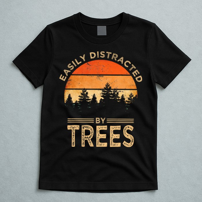 Easily Distracted By Trees Vintage Funny Tree T-Shirt