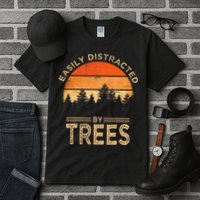 Easily Distracted By Trees Vintage Funny Tree Tall T-Shirt
