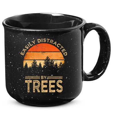 Easily Distracted By Trees Vintage Funny Tree 15oz Campfire Ceramic Mug