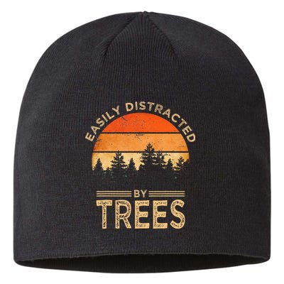 Easily Distracted By Trees Vintage Funny Tree Sustainable Beanie