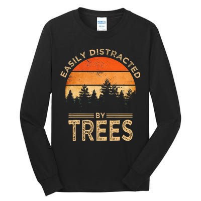 Easily Distracted By Trees Vintage Funny Tree Tall Long Sleeve T-Shirt