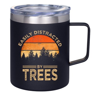 Easily Distracted By Trees Vintage Funny Tree 12oz Stainless Steel Coffee Mug