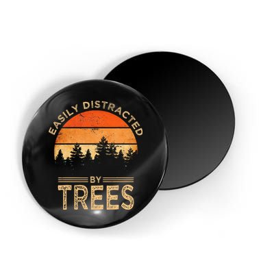 Easily Distracted By Trees Vintage Funny Tree Magnet