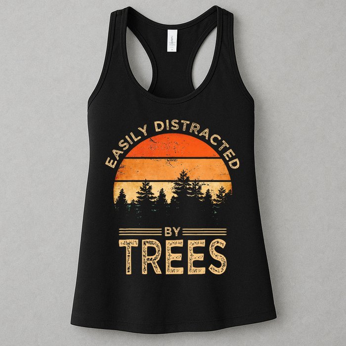 Easily Distracted By Trees Vintage Funny Tree Womens Tank Top