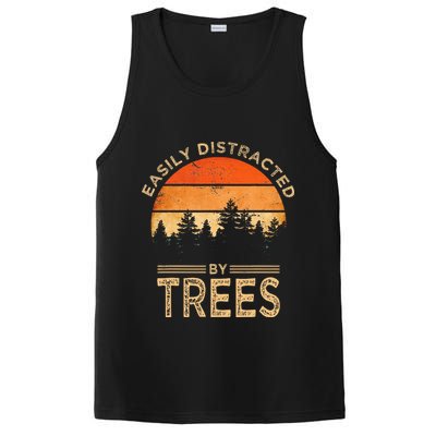 Easily Distracted By Trees Vintage Funny Tree PosiCharge Competitor Tank
