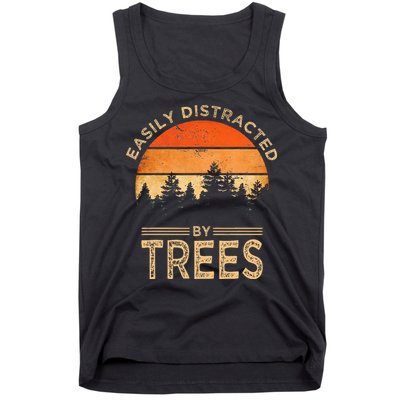 Easily Distracted By Trees Vintage Funny Tree Tank Top