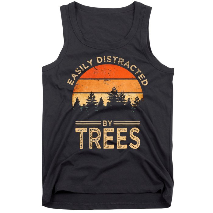 Easily Distracted By Trees Vintage Funny Tree Tank Top