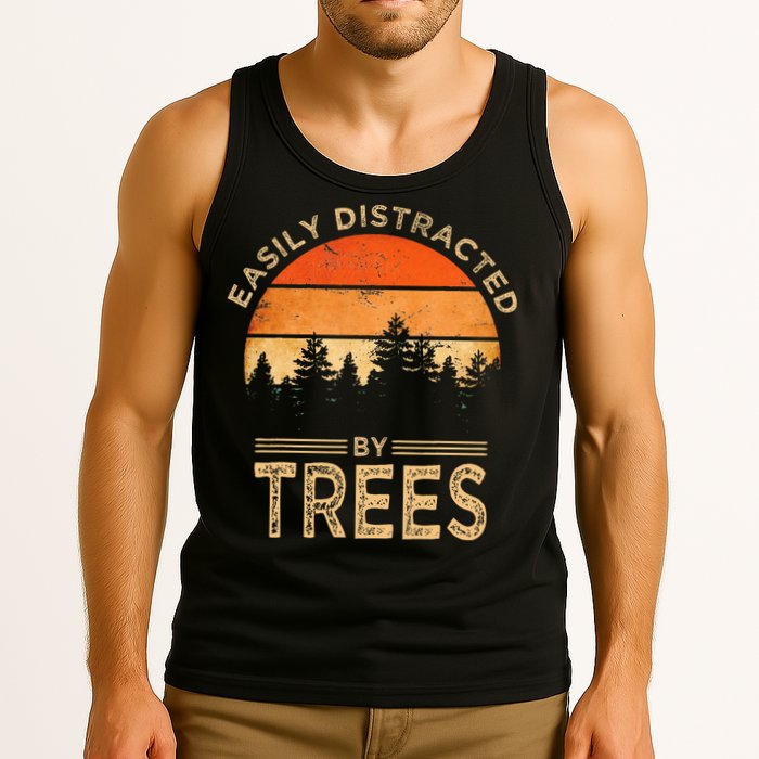 Easily Distracted By Trees Vintage Funny Tree Tank Top