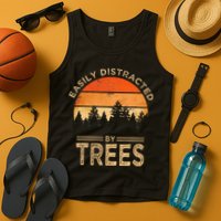 Easily Distracted By Trees Vintage Funny Tree Tank Top