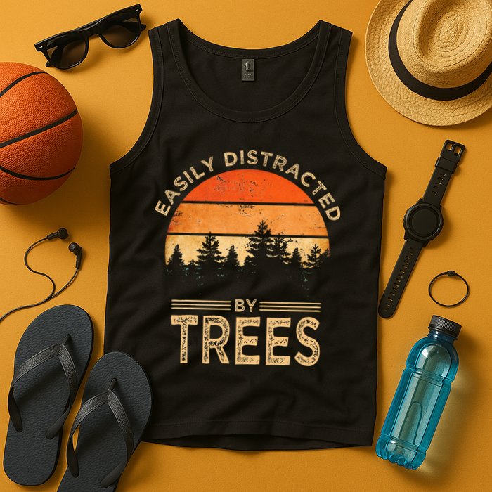 Easily Distracted By Trees Vintage Funny Tree Tank Top
