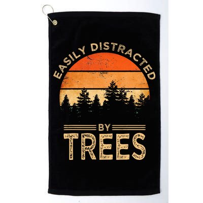 Easily Distracted By Trees Vintage Funny Tree Golf Towel