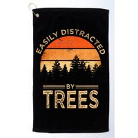 Easily Distracted By Trees Vintage Funny Tree Golf Towel